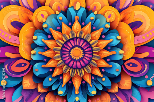 colorful mandala, explosion of color