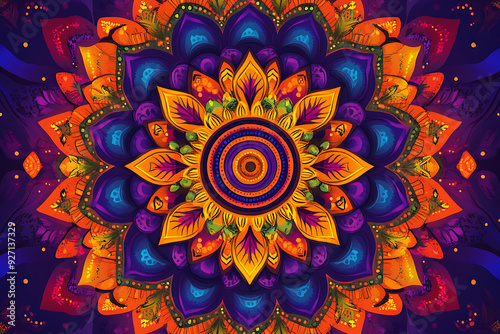 colorful mandala, explosion of color