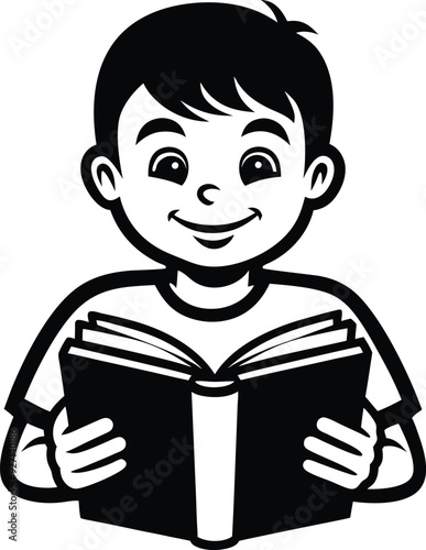 kids read book silhouette illustration