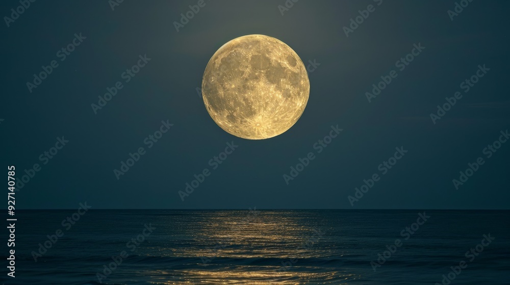 Full moon over the sea with sea wave on sandy beach. Full moon over the sea with sea wave on sandy beach.