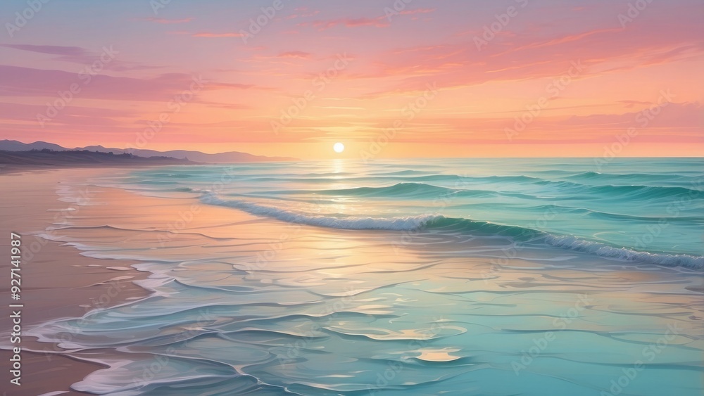 Gentle ocean waves at sunset, soft pastel colors reflecting on water.-gigapixel-standard-scale-2_00x Gentle ocean waves at sunset, soft pastel colors reflecting on water.-gigapixel-standard-scale-2_00x