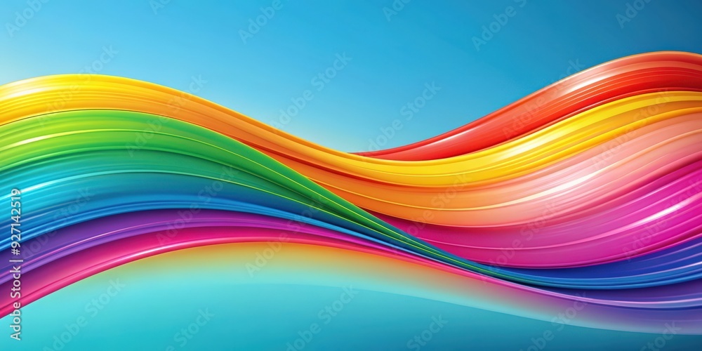 Colorful technologically inspired wavy curve background with minimal landscape elements, abstract, vibrant, digital