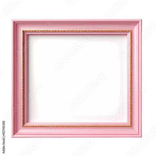 A pink picture frame with a gold trim. Perfect for adding a touch of vintage charm to your home decor.