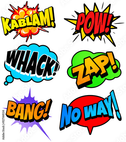 Comic Book Words - Aesthetic Retro Sticker Set Vintage Y2K Style Graphic