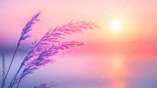 Silhouettes of tall grass at sunset.