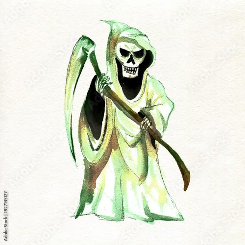 Grim reaper Personifications of death watercolor stains ,Color Enjoy a selection of illustrations, sketches, model photo