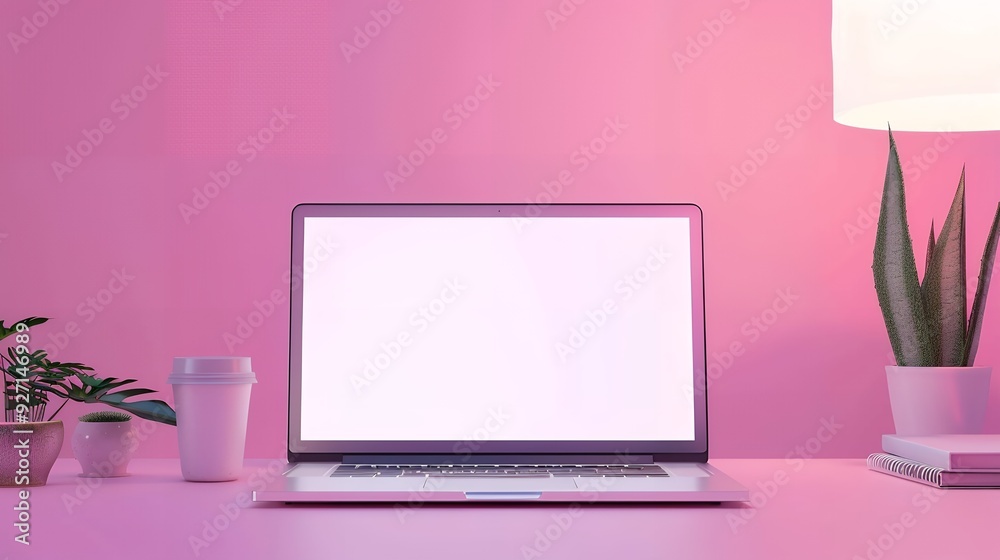 Creative workplace with mockup laptop screen. workspace office room table with laptop. Blank screen desktop computer in minimal office. Creative workplace with mockup laptop screen. workspace office room table with laptop. Blank screen desktop computer in minimal office.