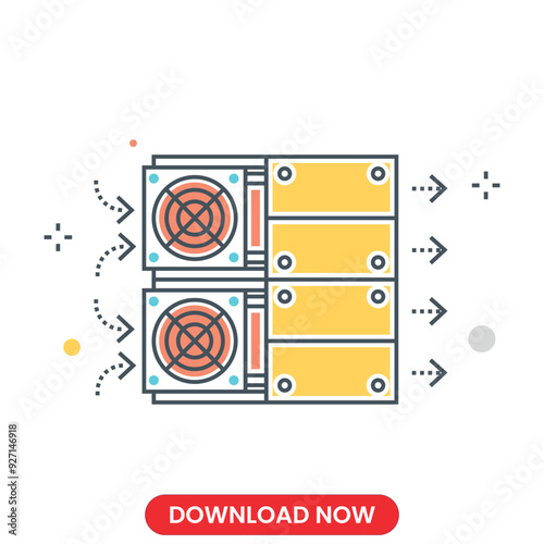 Minning hardwere cryptocurrency icon vector illustration. technology concept outline design. Perfect for web and mobile UIUX. Modern, minimalistic vector style. Ideal for app interfaces, website eleme