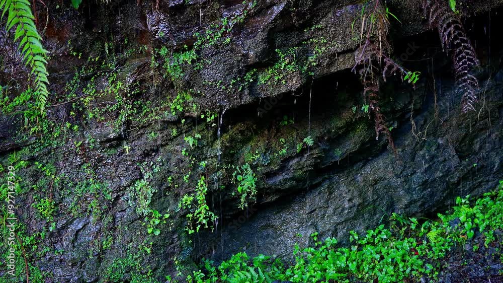 Sound of water drops on the rock and ground. Sound of water drops on the rock and ground.