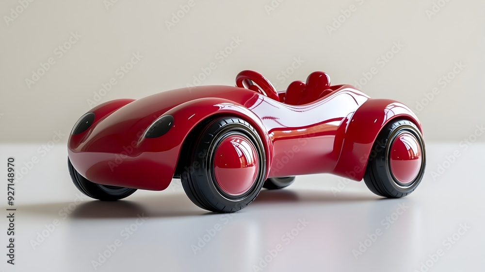 Elegantly Designed Apple Toy Car with Cherry Wheels on Clean White Background Elegantly Designed Apple Toy Car with Cherry Wheels on Clean White Background