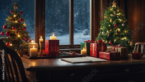 christmas time and desk of free space for your decoration