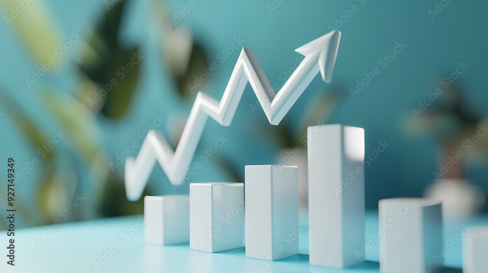3d illustration sale arrow growing graph icon 3d illustration sale arrow growing graph icon