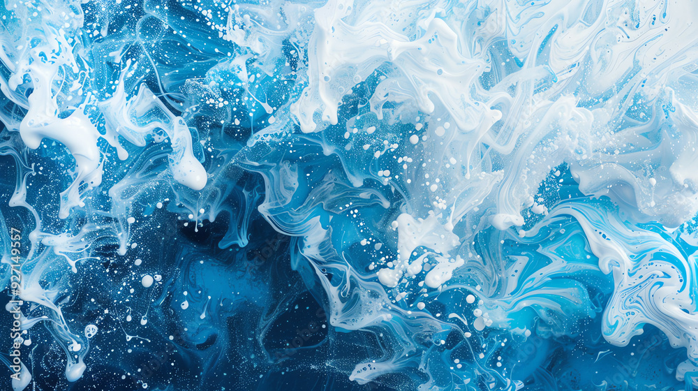 swirling pattern of blue and white with some small bubbles. swirling pattern of blue and white with some small bubbles.