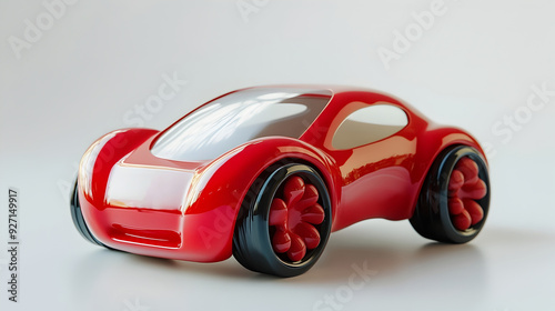 Sleek and Sophisticated Apple Toy Car on Minimalist White Background