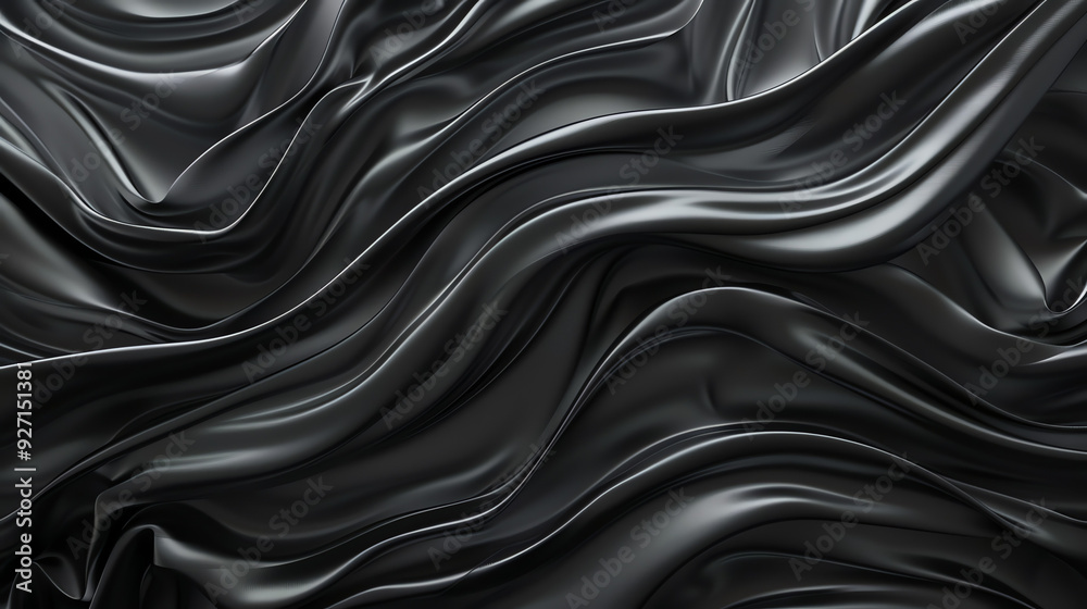 Fototapeta premium This is a picture of a black, abstract, wavy surface.