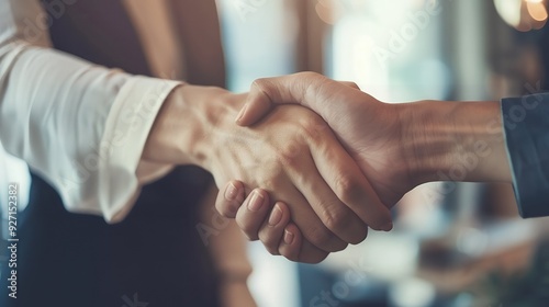 Agreement. Business people standing on a signed contract. Concept business