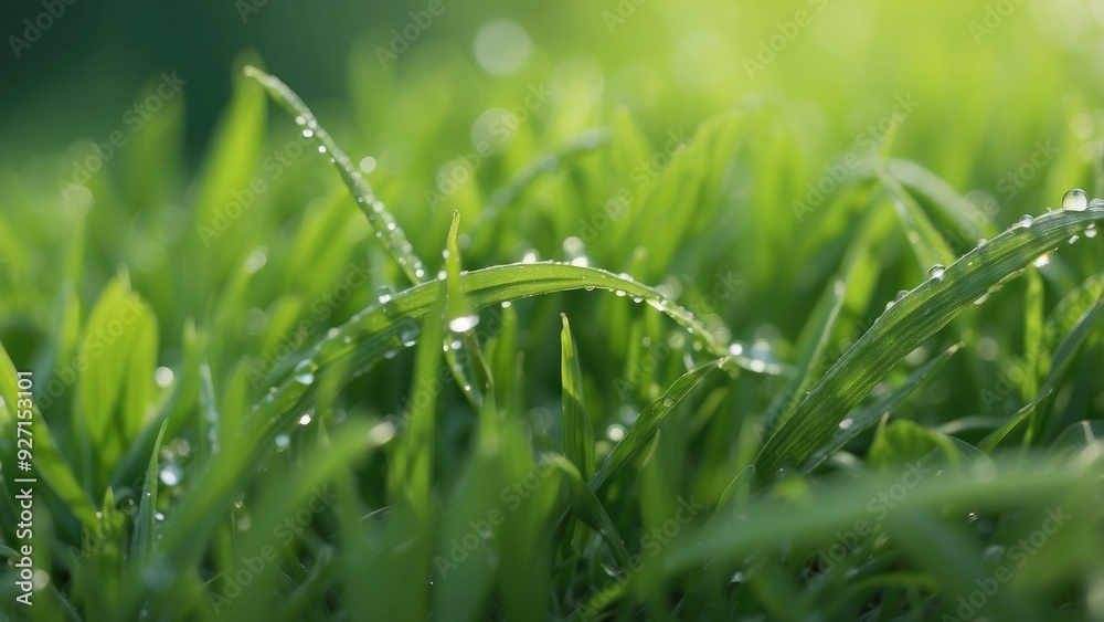 Fresh green grass with morning dew, Fresh green grass with morning dew,