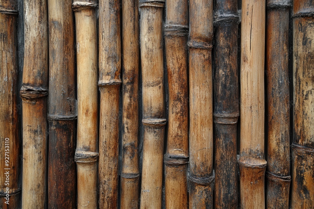 Close-up of a natural bamboo fence. Perfect for creating a rustic and natural background or texture in your design. Close-up of a natural bamboo fence. Perfect for creating a rustic and natural background or texture in your design.