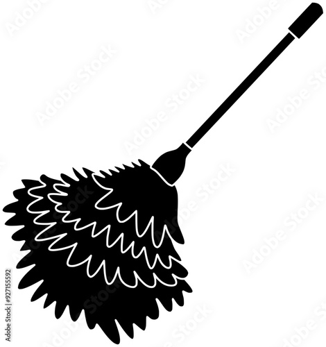 duster illustration cleaner silhouette housekeeping logo maid icon housework outline dusting house woman clean home household work service hygiene shape tool tidy worker for vector graphic background