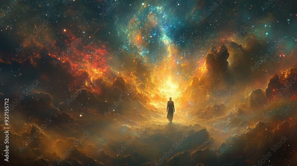 The surreal universe scene emits a gentle light in a world shrouded in darkness, blending with flowing patterns to create a harmonious contrast with the surrounding darkness. The surreal universe scene emits a gentle light in a world shrouded in darkness, blending with flowing patterns to create a harmonious contrast with the surrounding darkness.