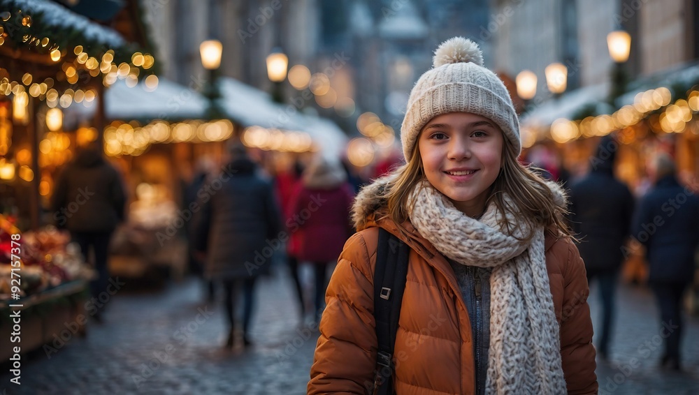 Girl walking on Christmas Market Girl walking on Christmas Market
