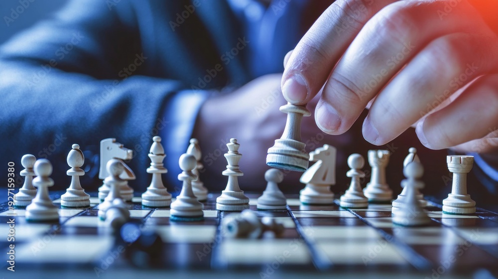 Strategic Moves: Close-Up of Hands Playing Chess Strategic Moves: Close-Up of Hands Playing Chess