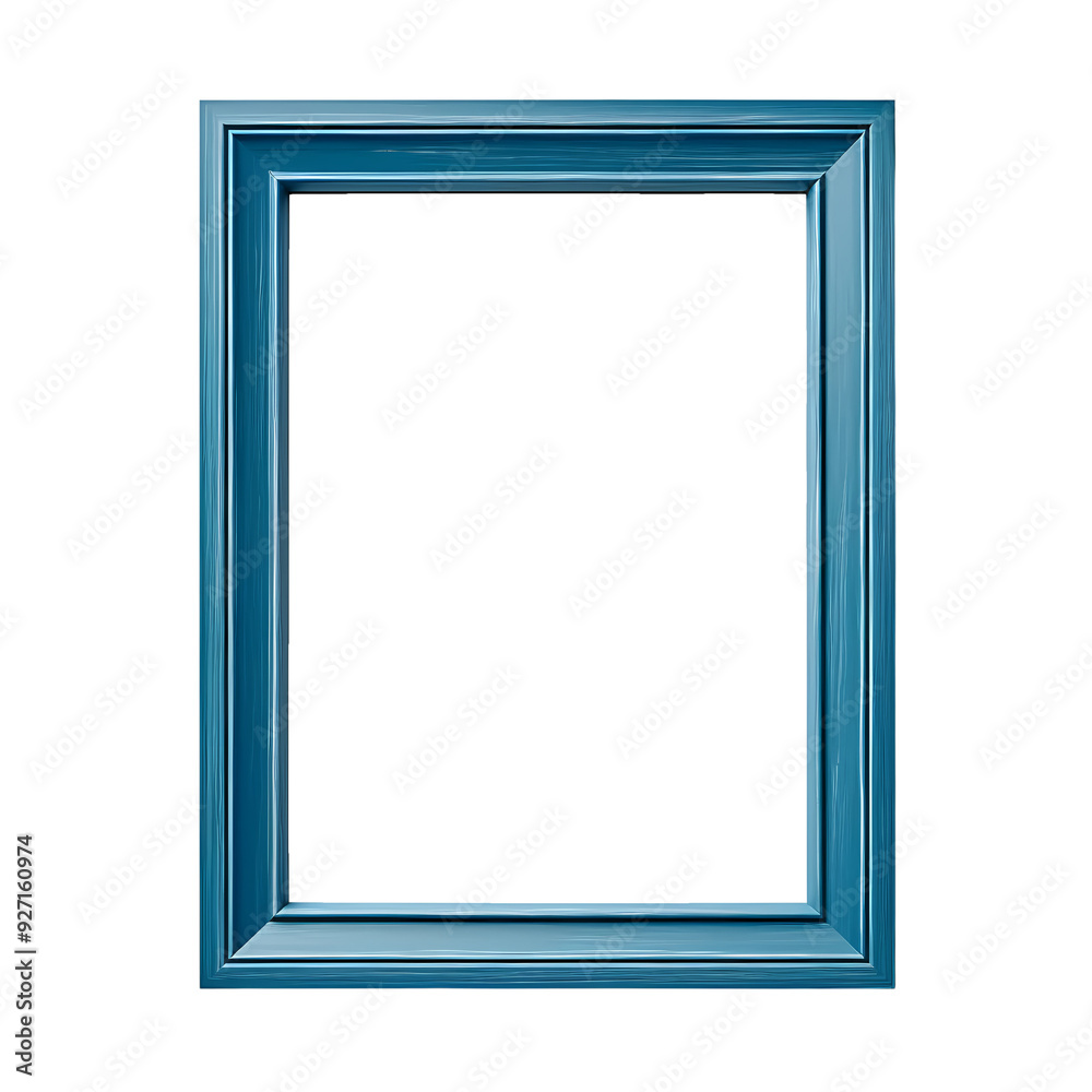 A simple, classic blue picture frame isolated on a black background. The frame has a slightly weathered look, adding to its charm. A simple, classic blue picture frame isolated on a black background. The frame has a slightly weathered look, adding to its charm.