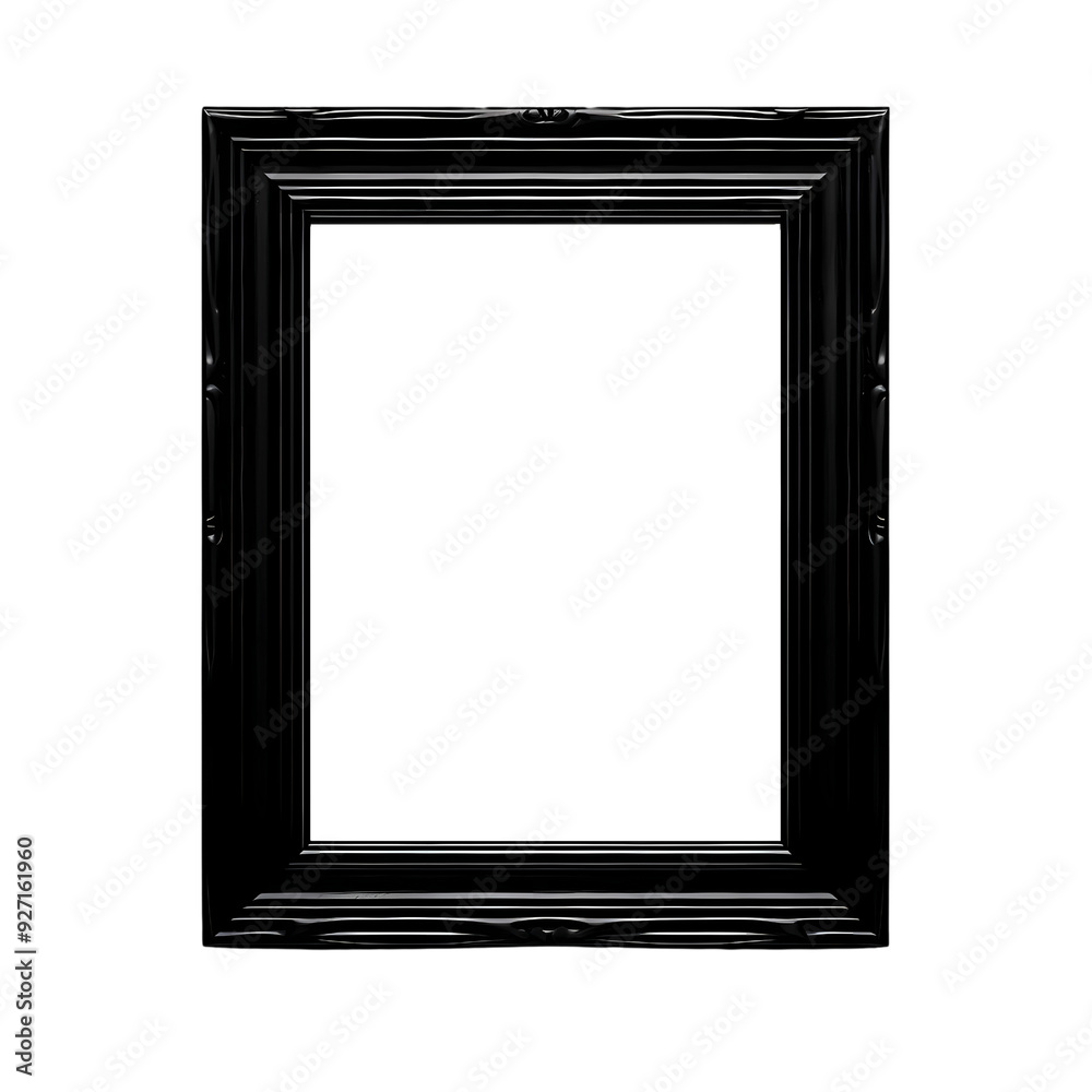 A classic black picture frame isolated on a black background.