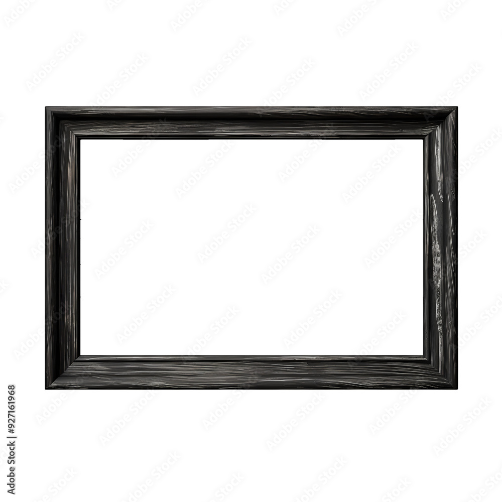 A simple black wooden picture frame isolated on a black background. A simple black wooden picture frame isolated on a black background.