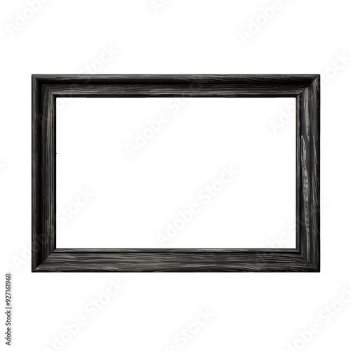 A simple black wooden picture frame isolated on a black background.