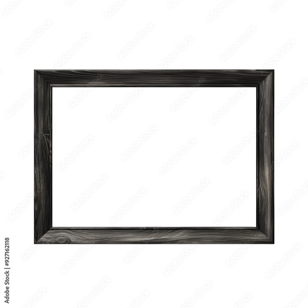 Obraz premium A simple wood picture frame isolated on a black background. The frame is made of dark wood with a simple design, perfect for displaying your favorite photos or artwork.