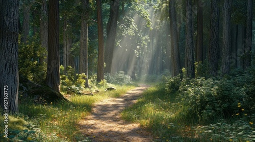 Sun-Dappled Forest Trail: A Serene Escape in Nature