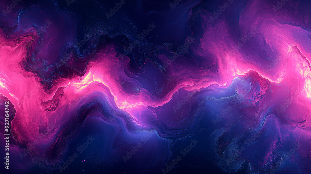 Fototapeta premium Stellar Flow, space energy, light stream, cosmic river, electric waves, vibrant colors, nebula effect, futuristic design