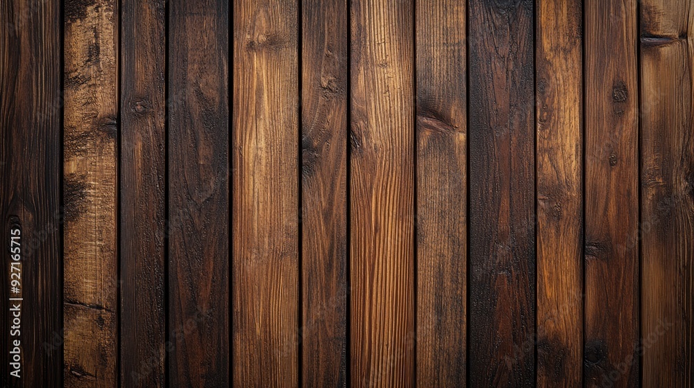 Naklejka premium Dark wood plank background. Perfect for rustic designs and projects.