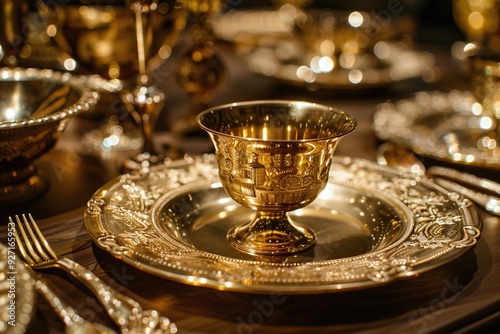 ai generative tableware made of gold