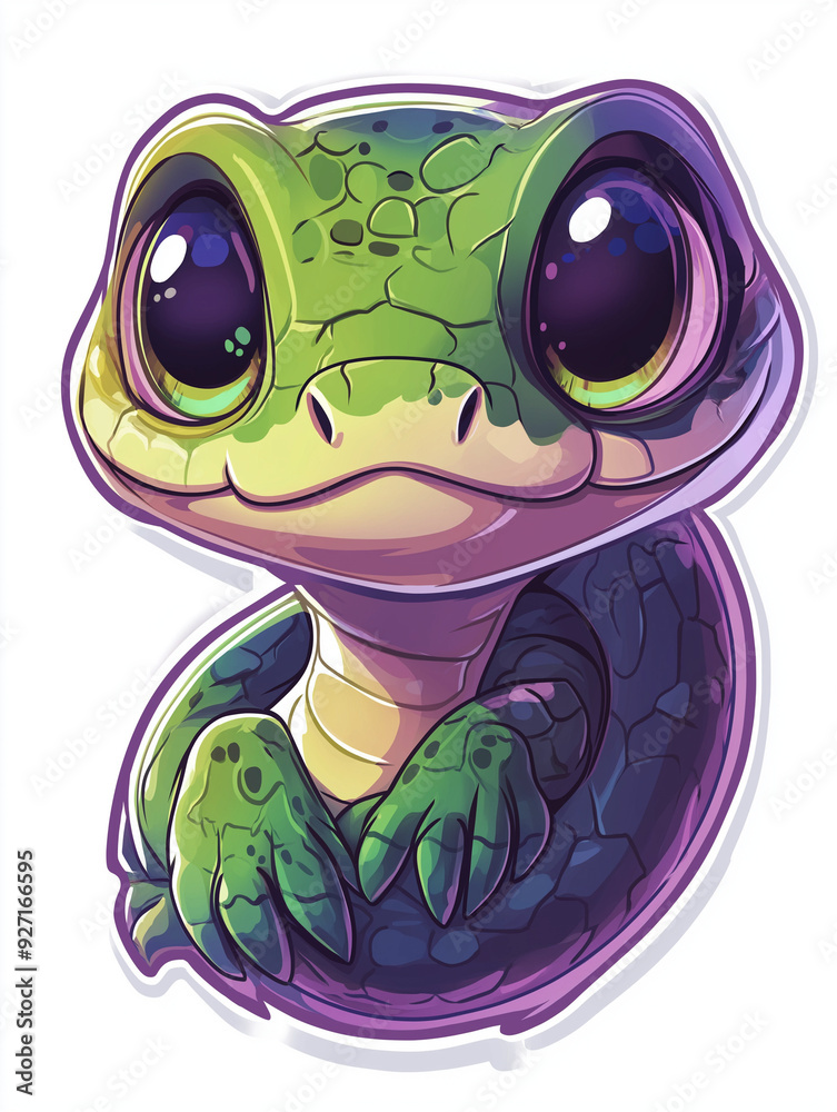 Fototapeta premium Charming Snake Sticker Design with Big Eyes