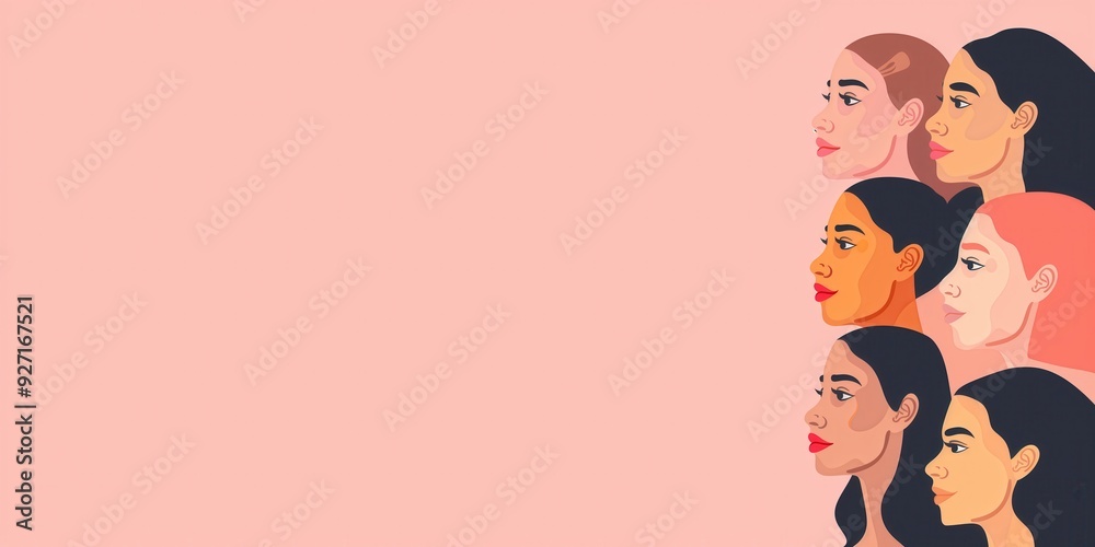 Diverse Women Illustration on Pink Background created by ai