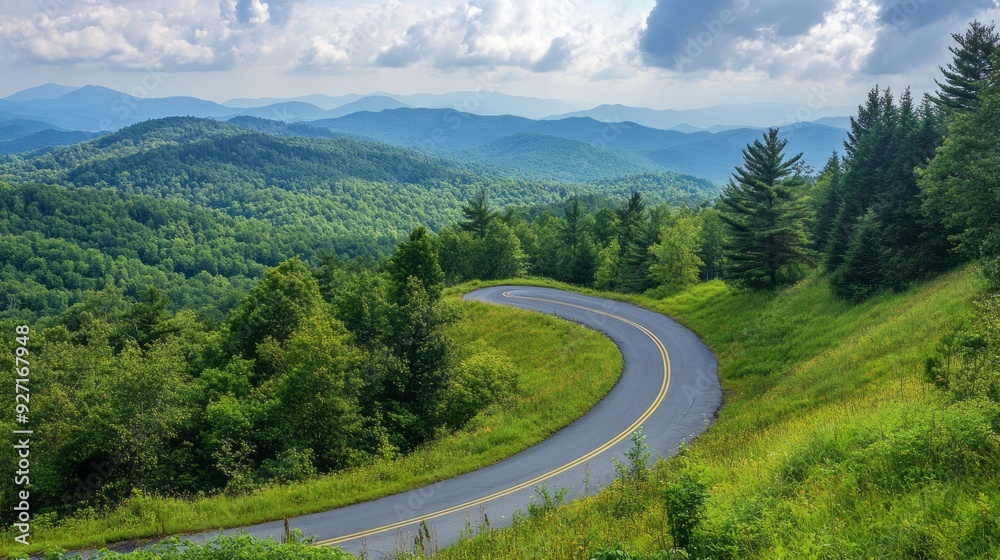 Serpentine Mountain Road Through Lush Forest: A Breathtaking View Serpentine Mountain Road Through Lush Forest: A Breathtaking View