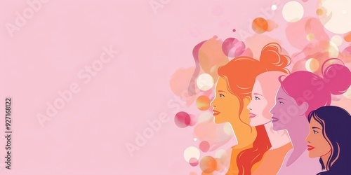 Diverse Women Illustration on Pink Background created by ai