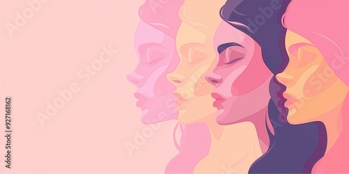 Diverse Women Illustration on Pink Background created by ai