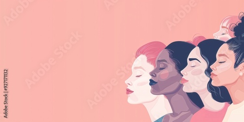 Diverse Women Illustration on Pink Background created by ai