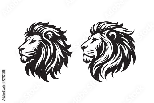 Lion had silhouette vector illustration