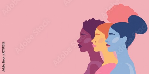 Diverse Women Illustration on Pink Background created by ai