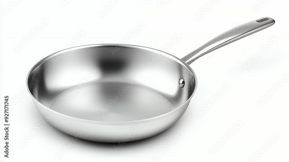 Shiny stainless steel frying pan isolated on white background. Shiny stainless steel frying pan isolated on white background.