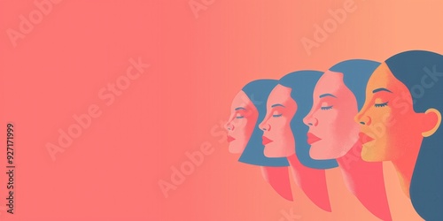 Diverse Women Illustration on Pink Background created by ai