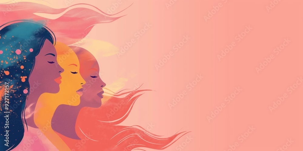 Diverse Women Illustration on Pink Background created by ai Diverse Women Illustration on Pink Background created by ai