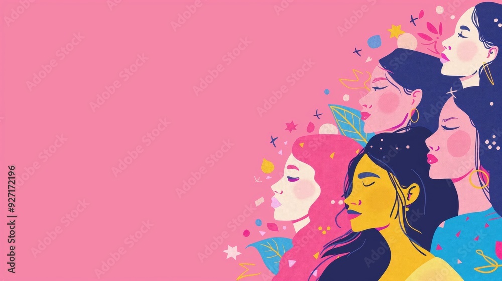 Diverse Women Illustration on Pink Background created by ai Diverse Women Illustration on Pink Background created by ai