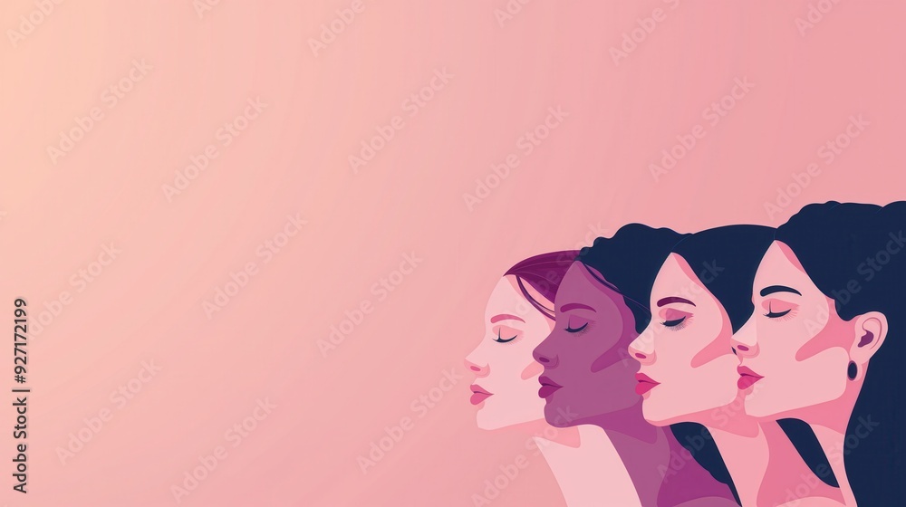 Diverse Women Illustration on Pink Background created by ai Diverse Women Illustration on Pink Background created by ai