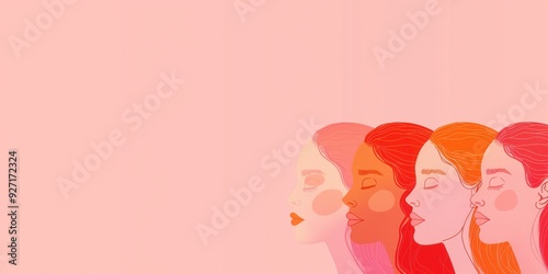 Diverse Women Illustration on Pink Background created by ai