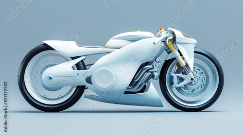 Futuristic white motorcycle with a sleek design.